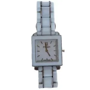 Fendi Square Ceramic White Watch, Stainless Steel Fendi White Ceramic Stainless Steel Diamonds Quadro 6200G  main image 3